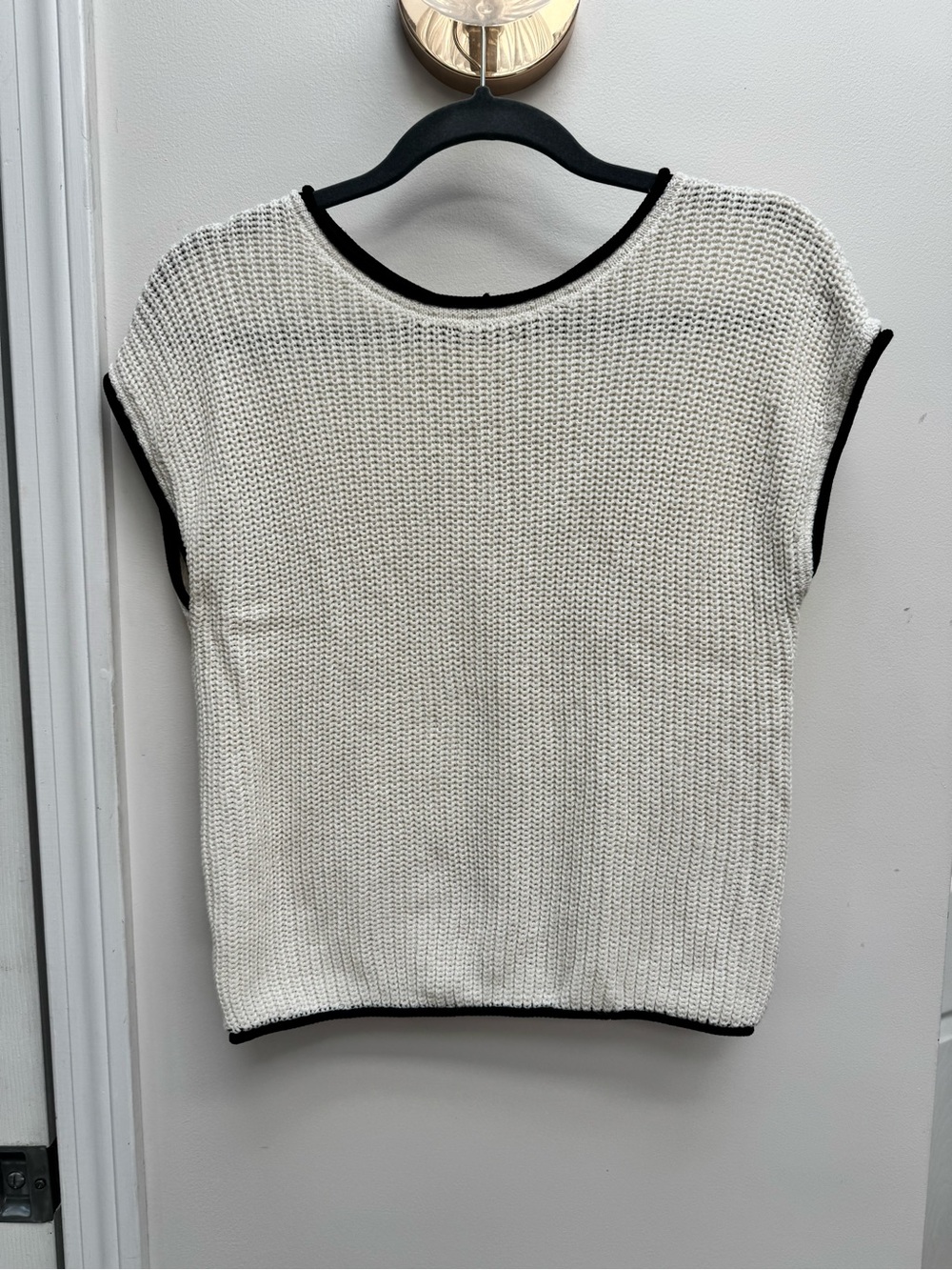 Blu Pepper Cream Knit Tank with Black Trim